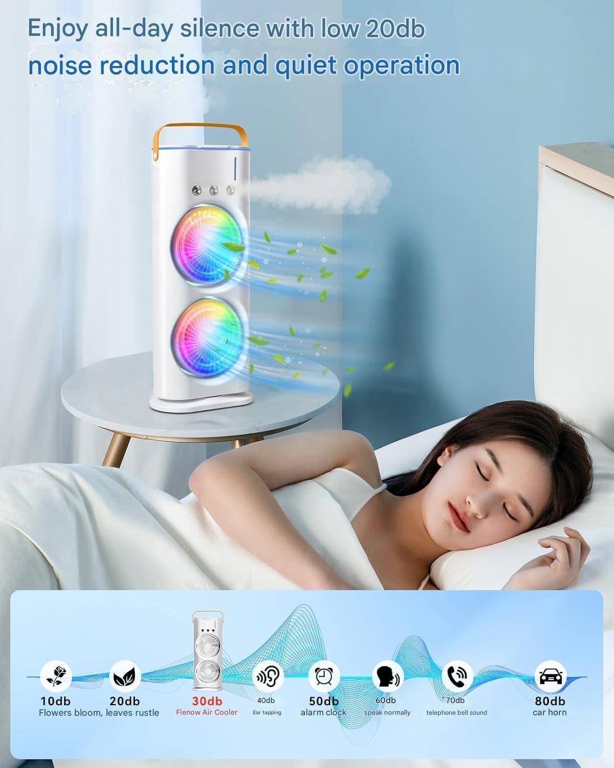 Portable Double Mist Air Cooler Fan – Rechargeable Mini AC with Remote