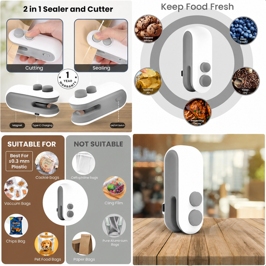2-in-1 Mini Bag Sealer & Cutter (Rechargeable)