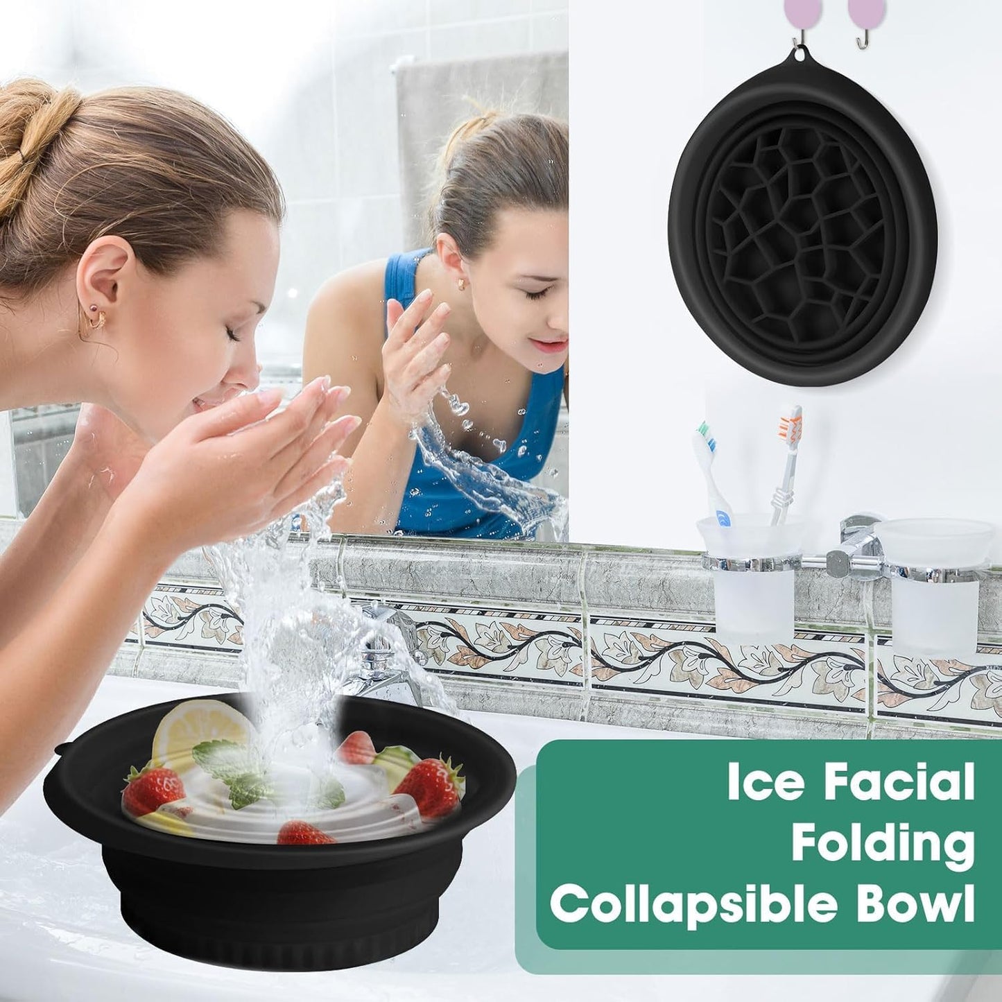 Foldable Facial Ice Bath Bowl – Cold Therapy Face Washing Bucket