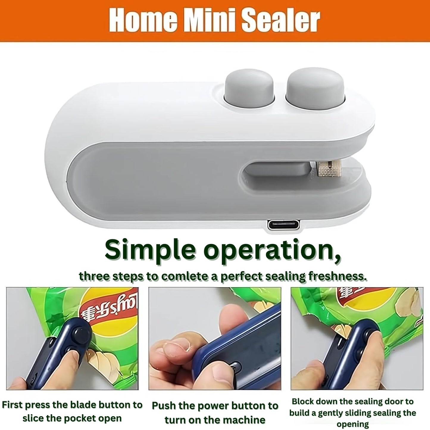 2-in-1 Mini Bag Sealer & Cutter (Rechargeable)