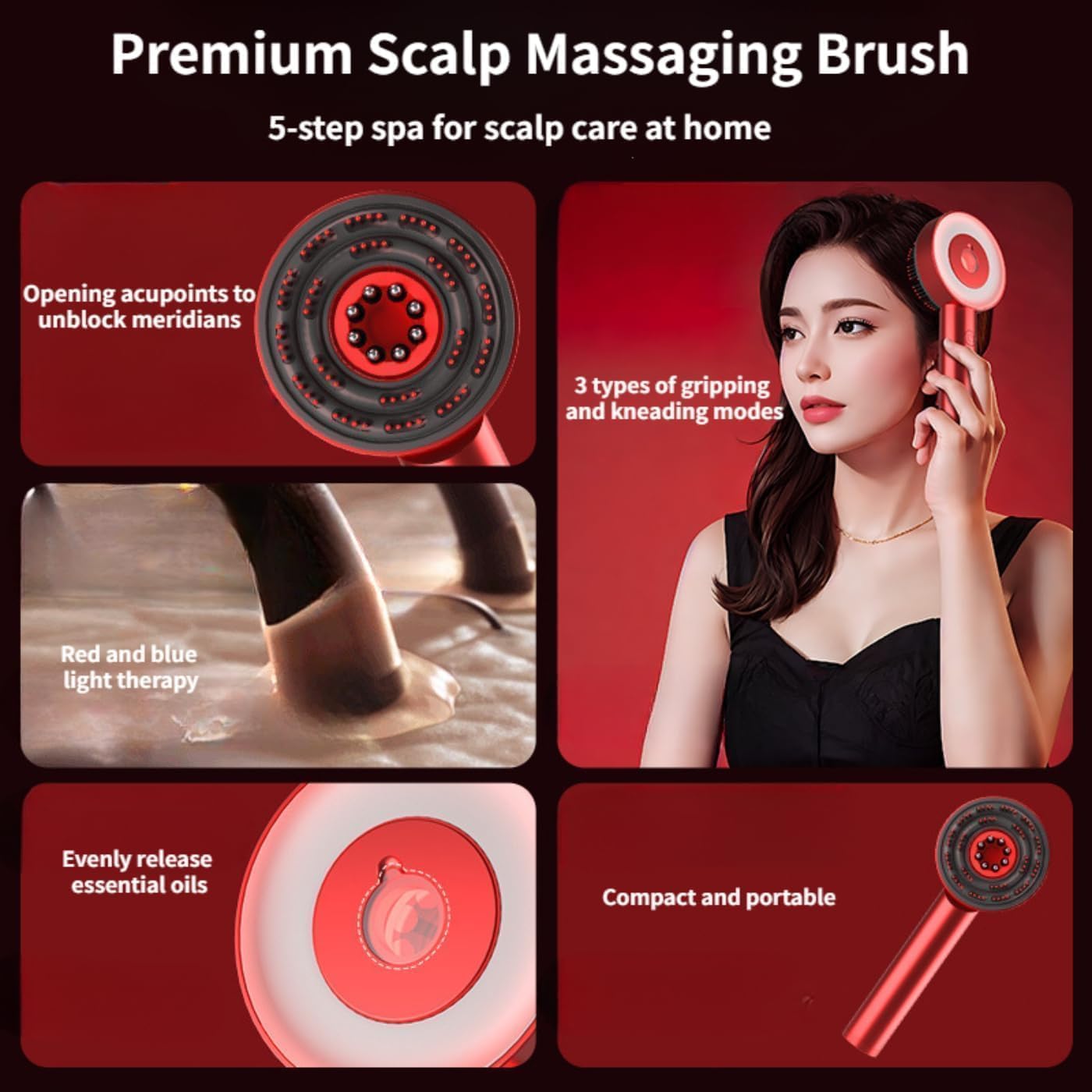 Electric Scalp Massager & Oil Applicator – 2-in-1 Hair Growth Massage Brush