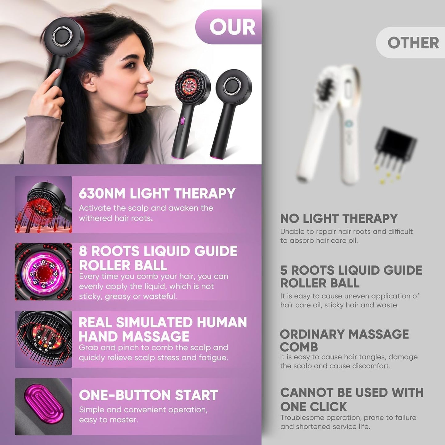 Electric Scalp Massager & Oil Applicator – 2-in-1 Hair Growth Massage Brush