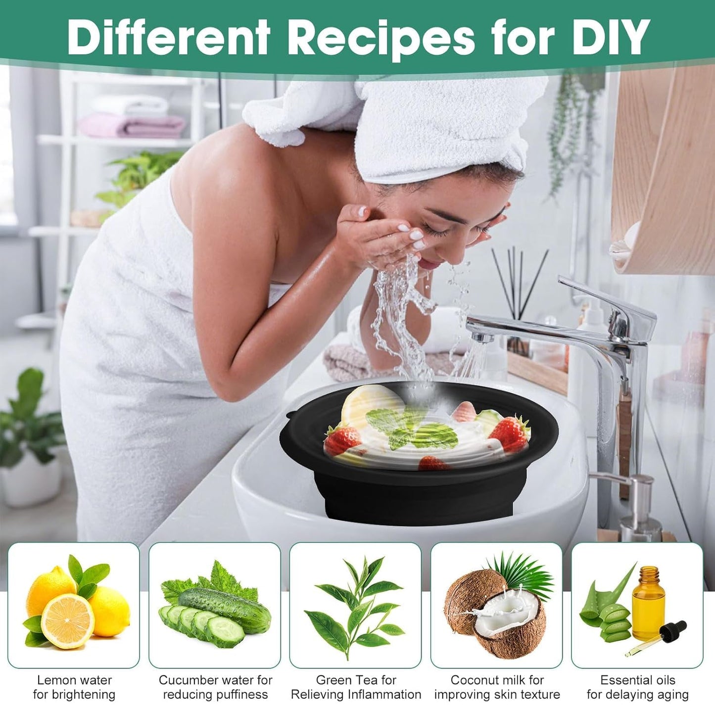 Foldable Facial Ice Bath Bowl – Cold Therapy Face Washing Bucket